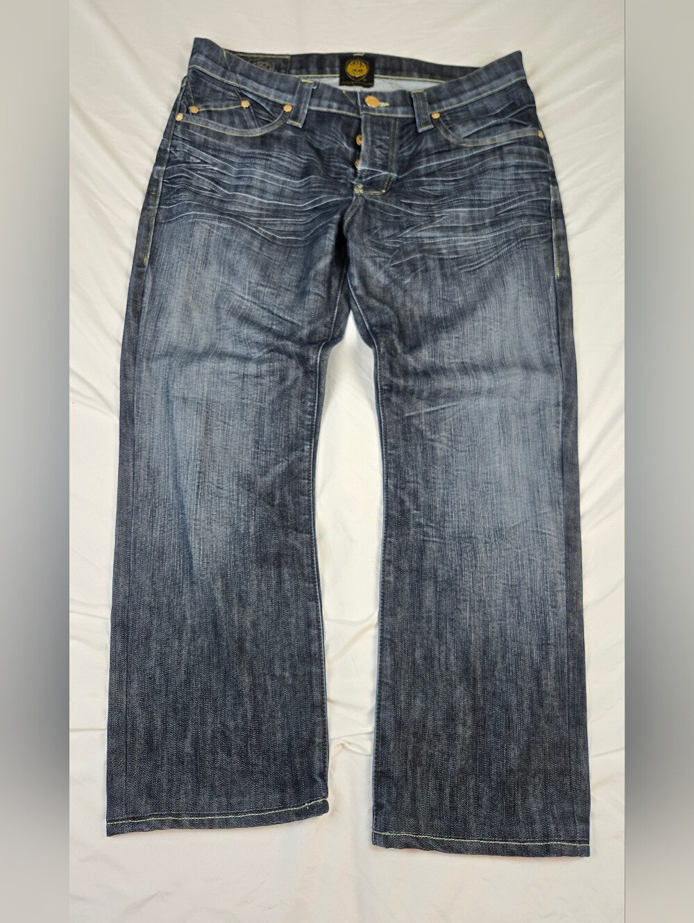 Rock & Republic Men's Jeans Size 36 Bootcut Y2K Blue Denim Distressed